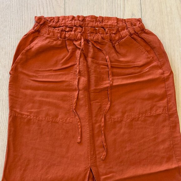Poetry - Burnt Orange - High Waisted Drawstring Midi Skirt - Size AUS 6 - Picture 2 of 5